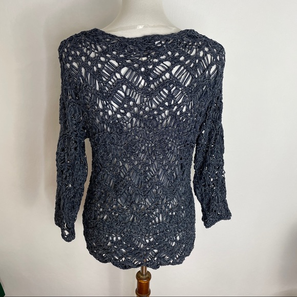 NWT Chico’s Open Stitch Indigo Pullover Sweater - Picture 4 of 11